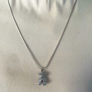 Teddy Bear Necklace CZ Bear on Sterling Silver  Snake Chain 20 in NWT in Box